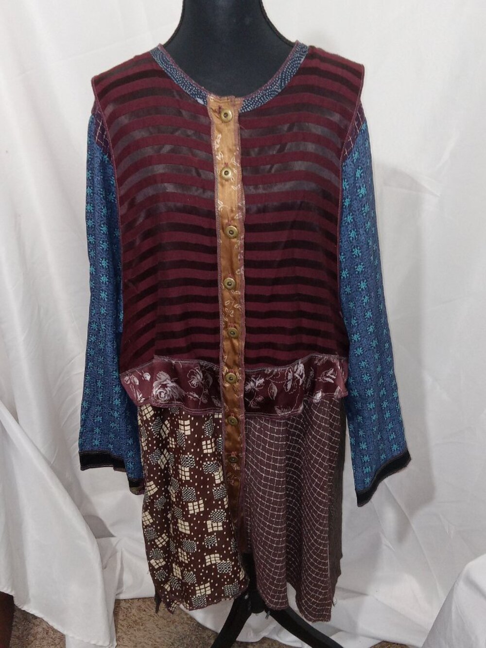 Nothing Matches USA Patchwork Boho Tunic Dress XL 2 Lagenlook Artsy Festival - Picture 7 of 14